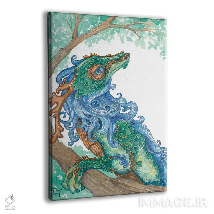 تابلو دکوراتیو اژدهای یال آبی اثر مایت فلای آرت اند ایلاستریشن - نمای پرسپکتیو محصول