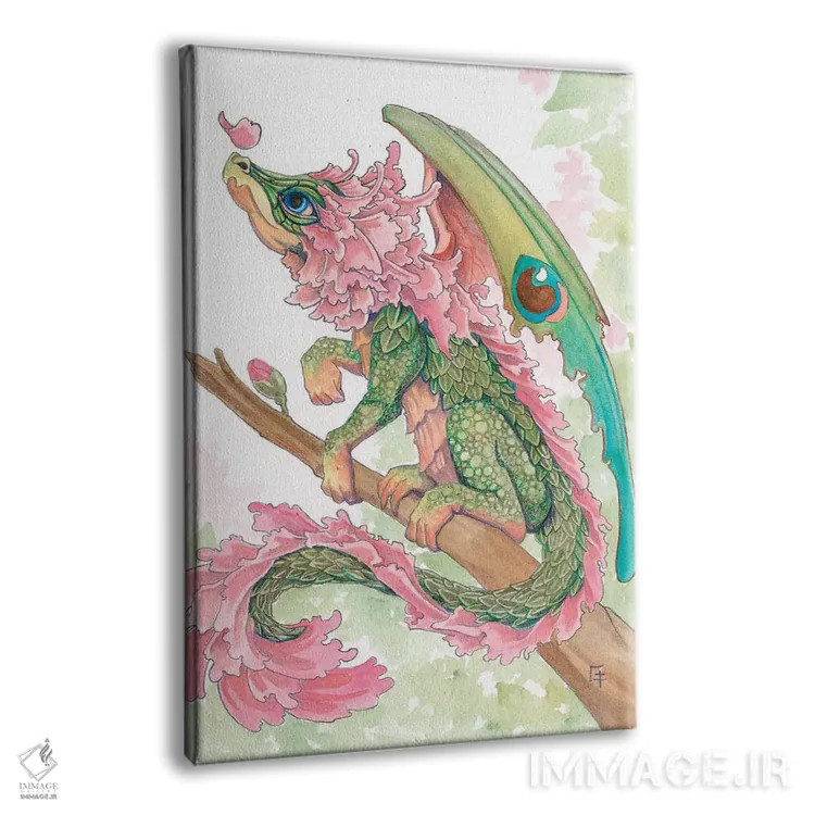 تابلو دکوراتیو اژدهای شکوفه گیلاس اثر مایت فلای آرت اند ایلاستریشن - نمای پرسپکتیو محصول