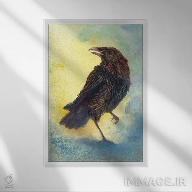 تابلو دکوراتیو سایه اندازی اثر مایت فلای آرت اند ایلاستریشن - نمای قابدار سفید