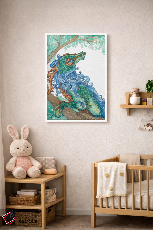 تابلو دکوراتیو اژدهای یال آبی اثر مایت فلای آرت اند ایلاستریشن - D2W