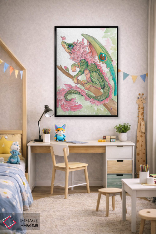 تابلو دکوراتیو اژدهای شکوفه گیلاس اثر مایت فلای آرت اند ایلاستریشن - D2B
