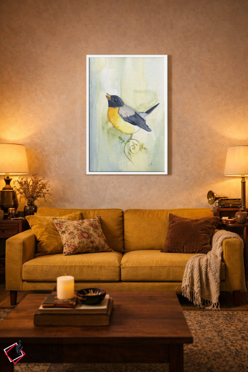 تابلو دکوراتیو پرنده آوازه خوان اثر مایت فلای آرت اند ایلاستریشن - D3W