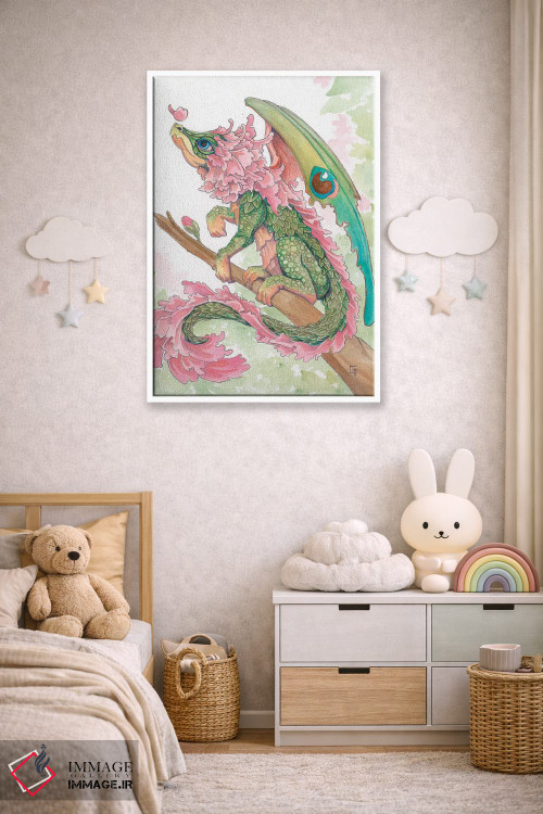 تابلو دکوراتیو اژدهای شکوفه گیلاس اثر مایت فلای آرت اند ایلاستریشن - D4W