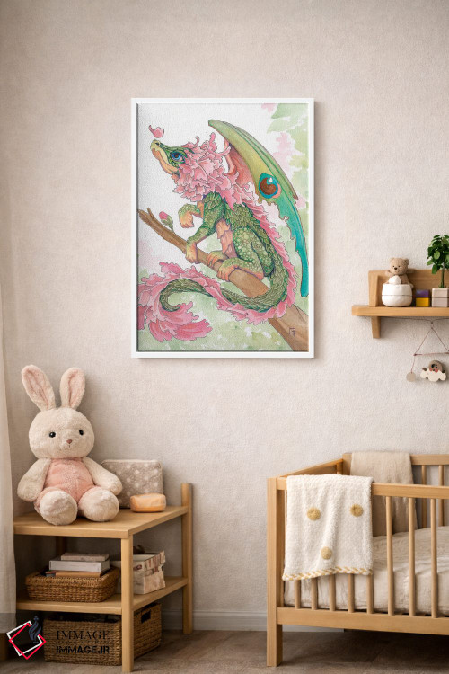 تابلو دکوراتیو اژدهای شکوفه گیلاس اثر مایت فلای آرت اند ایلاستریشن - D3W