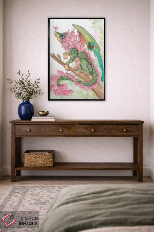 تابلو دکوراتیو اژدهای شکوفه گیلاس اثر مایت فلای آرت اند ایلاستریشن - D5B