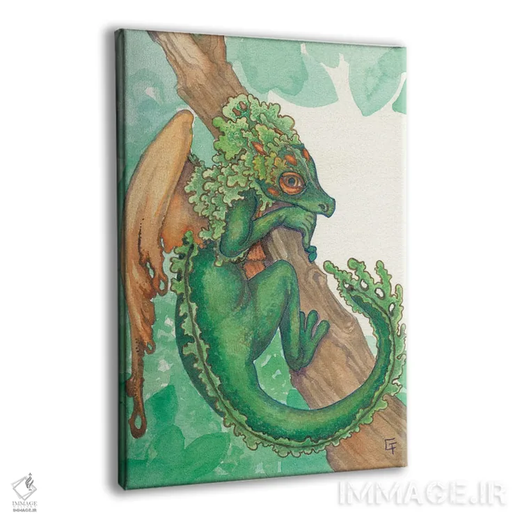 تابلو دکوراتیو اژدهای خزه توده ای اثر مایت فلای آرت اند ایلاستریشن - نمای پرسپکتیو محصول