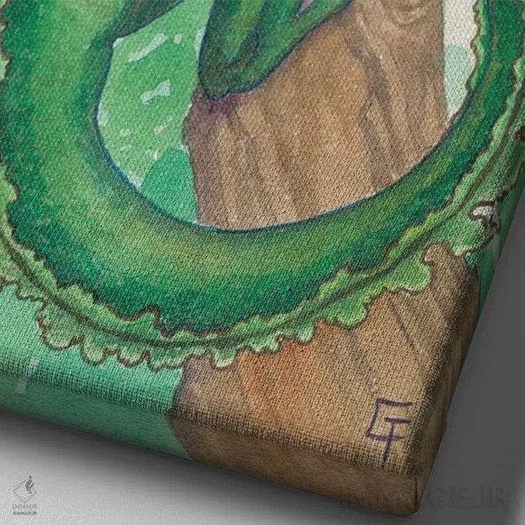 تابلو دکوراتیو اژدهای خزه توده ای اثر مایت فلای آرت اند ایلاستریشن - نمای نزدیک بافت بوم