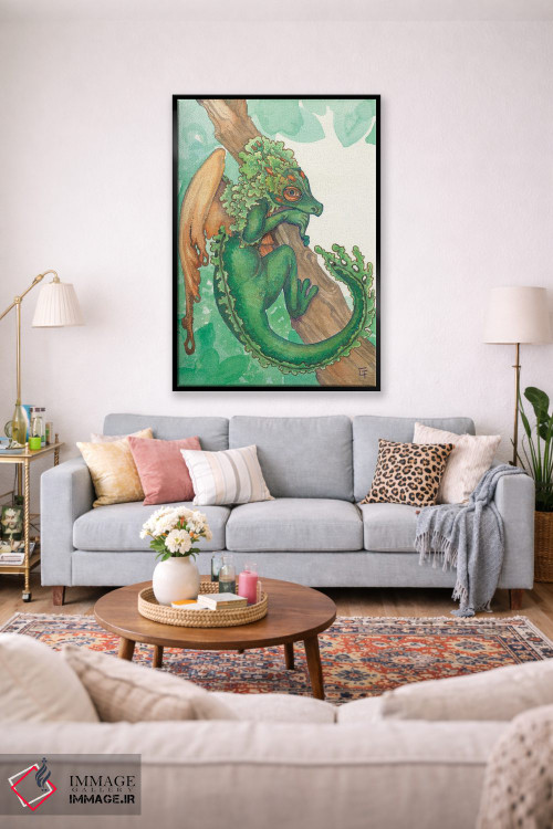 تابلو دکوراتیو اژدهای خزه توده ای اثر مایت فلای آرت اند ایلاستریشن - D2B