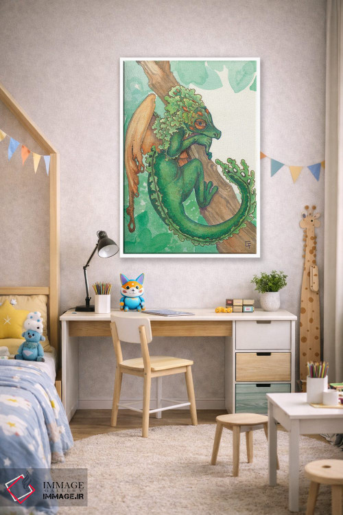 تابلو دکوراتیو اژدهای خزه توده ای اثر مایت فلای آرت اند ایلاستریشن - D1W