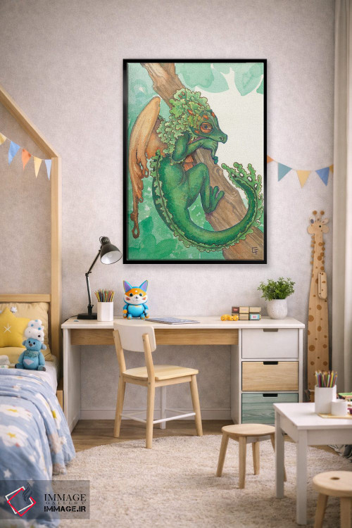 تابلو دکوراتیو اژدهای خزه توده ای اثر مایت فلای آرت اند ایلاستریشن - D3B