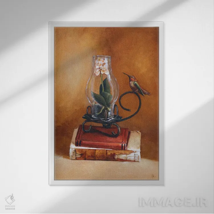 تابلو دکوراتیو پایداری اثر مایت فلای آرت اند ایلاستریشن - نمای قابدار سفید