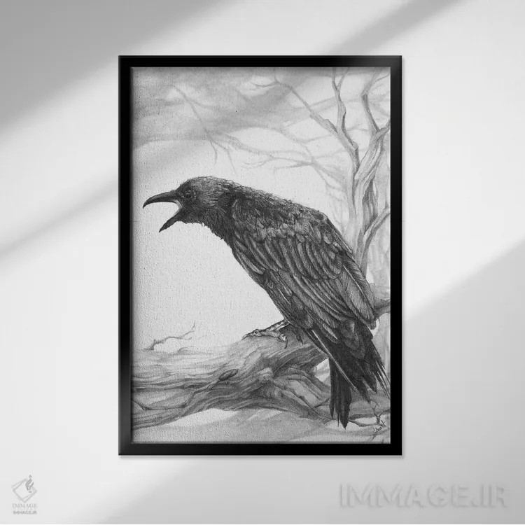 تابلو دکوراتیو مهمان اثر مایت فلای آرت اند ایلاستریشن - نمای قابدار مشکی