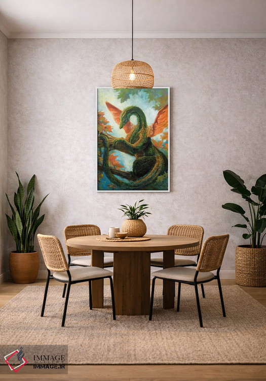 تابلو دکوراتیو اژدهای سبزینه ای اثر مایت فلای آرت اند ایلاستریشن - D3W