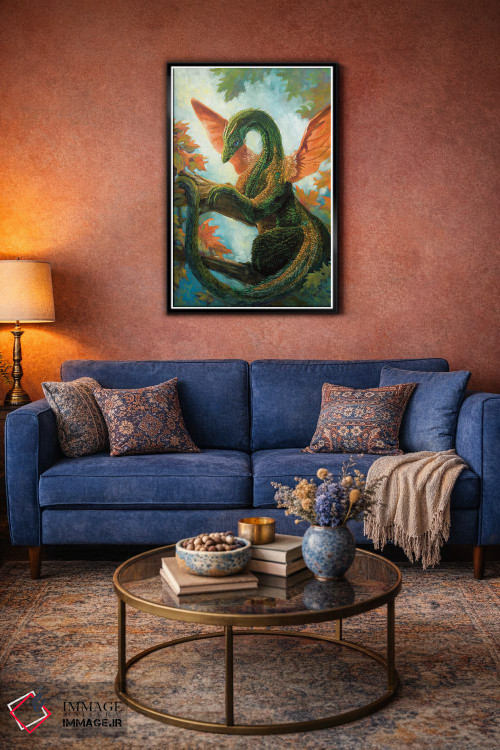 تابلو دکوراتیو اژدهای سبزینه ای اثر مایت فلای آرت اند ایلاستریشن - D5B