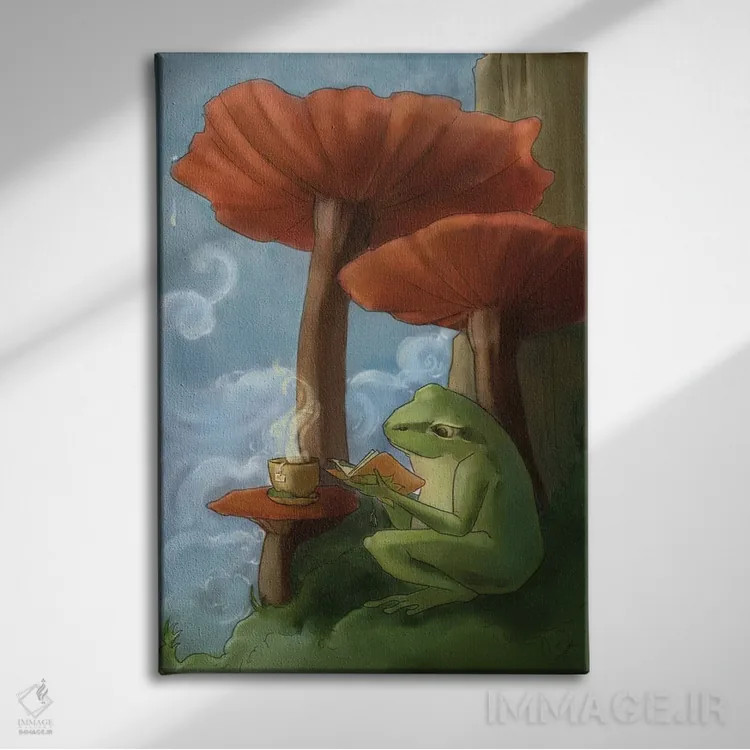 تابلو دکوراتیو قورباغه درختی اورگن اثر مایت فلای آرت اند ایلاستریشن - نمای روبهرو روی دیوار