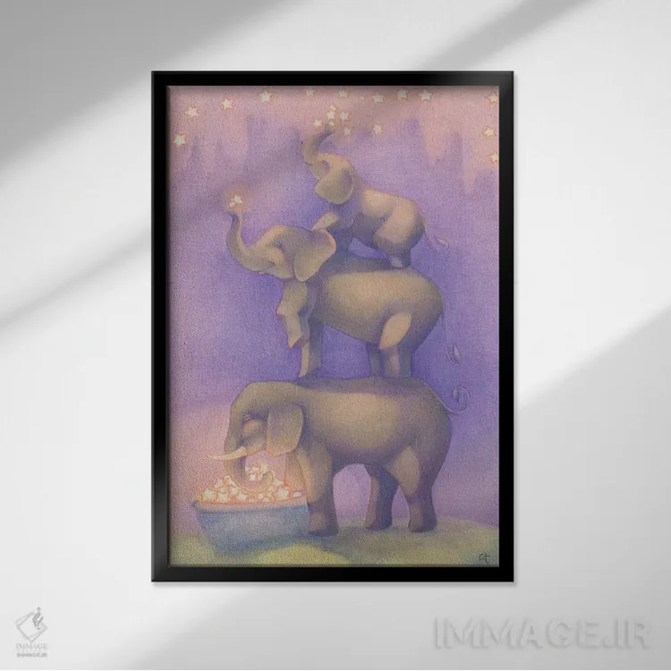 تابلو دکوراتیو نصب ستاره ها اثر مایت فلای آرت اند ایلاستریشن - نمای قابدار مشکی