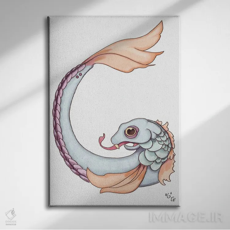 تابلو دکوراتیو حرف هیولایی G اثر مایت فلای آرت اند ایلاستریشن - نمای روبهرو روی دیوار