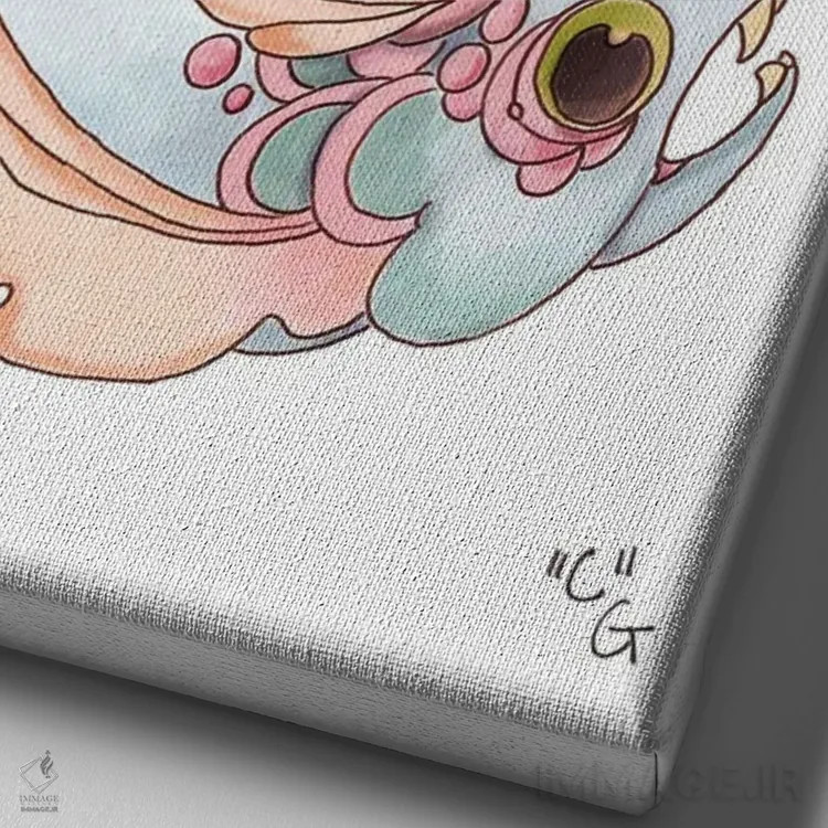 تابلو دکوراتیو حرف هیولایی C اثر مایت فلای آرت اند ایلاستریشن - نمای نزدیک بافت بوم