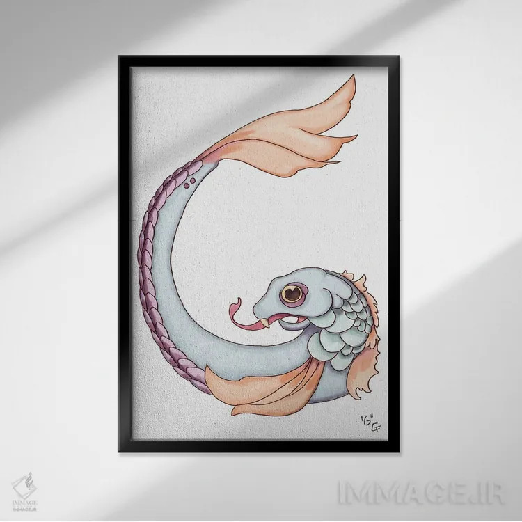 تابلو دکوراتیو حرف هیولایی G اثر مایت فلای آرت اند ایلاستریشن - نمای قابدار مشکی