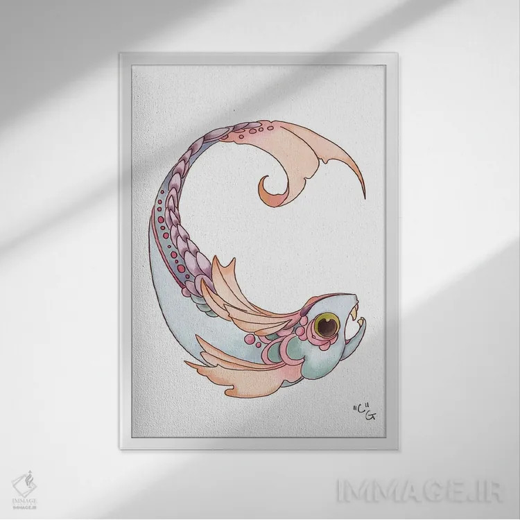 تابلو دکوراتیو حرف هیولایی C اثر مایت فلای آرت اند ایلاستریشن - نمای قابدار سفید