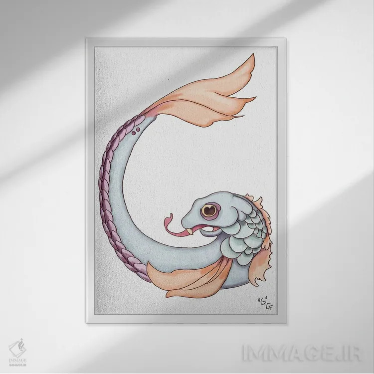 تابلو دکوراتیو حرف هیولایی G اثر مایت فلای آرت اند ایلاستریشن - نمای قابدار سفید