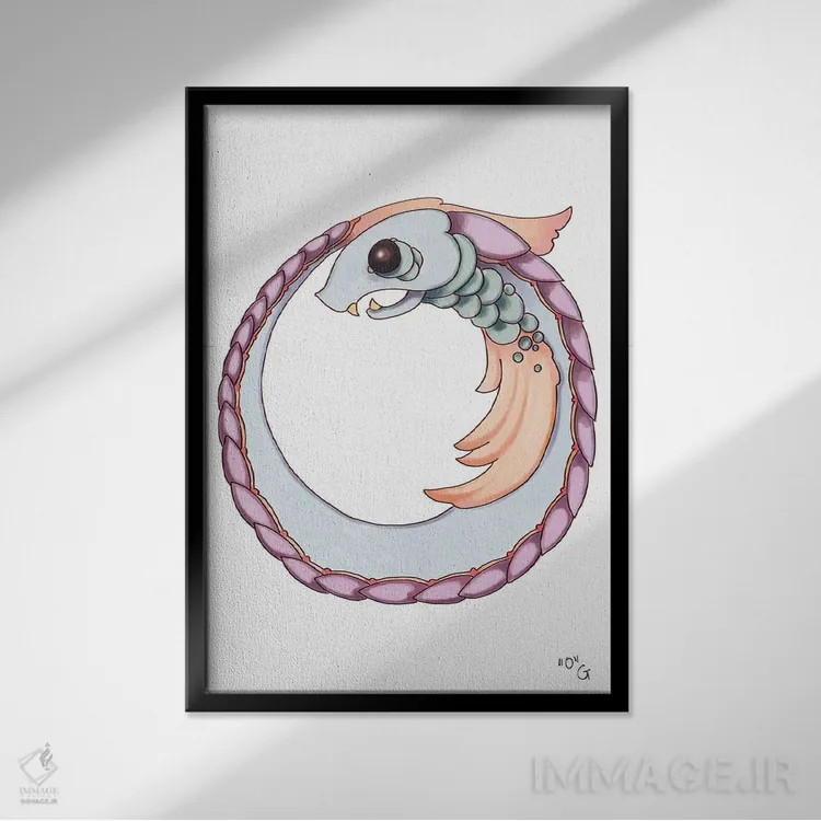 تابلو دکوراتیو حرف هیولایی O اثر مایت فلای آرت اند ایلاستریشن - نمای قابدار مشکی