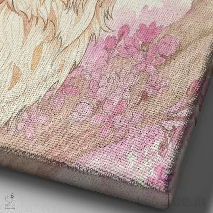 تابلو دکوراتیو روباه و شکوفه ها اثر مایت فلای آرت اند ایلاستریشن - نمای نزدیک بافت بوم