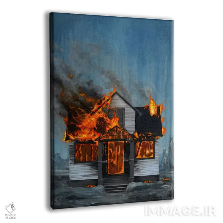 تابلو دکوراتیو خانه در آتش اثر فیموس ون دد - نمای پرسپکتیو محصول