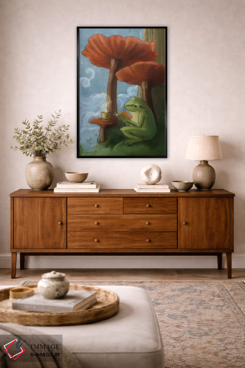 تابلو دکوراتیو قورباغه درختی اورگن اثر مایت فلای آرت اند ایلاستریشن - D5B