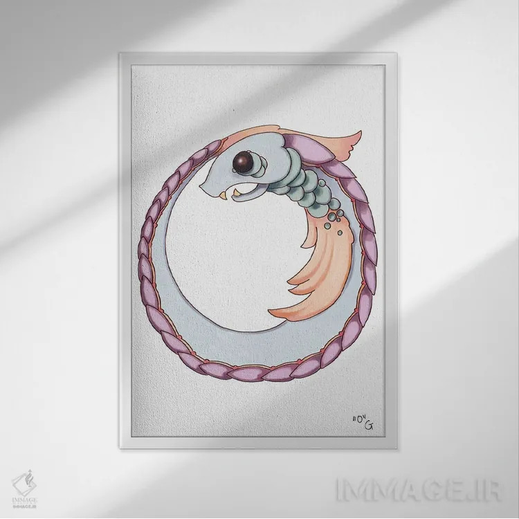 تابلو دکوراتیو حرف هیولایی O اثر مایت فلای آرت اند ایلاستریشن - نمای قابدار سفید