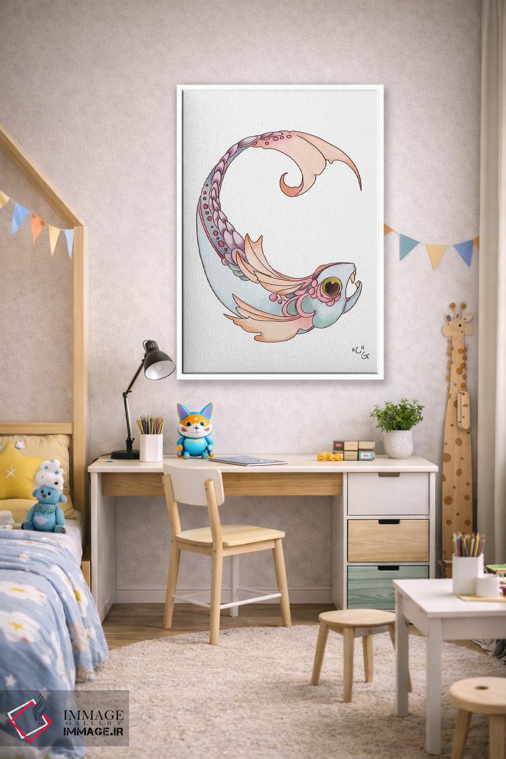 تابلو دکوراتیو حرف هیولایی C اثر مایت فلای آرت اند ایلاستریشن - D1W