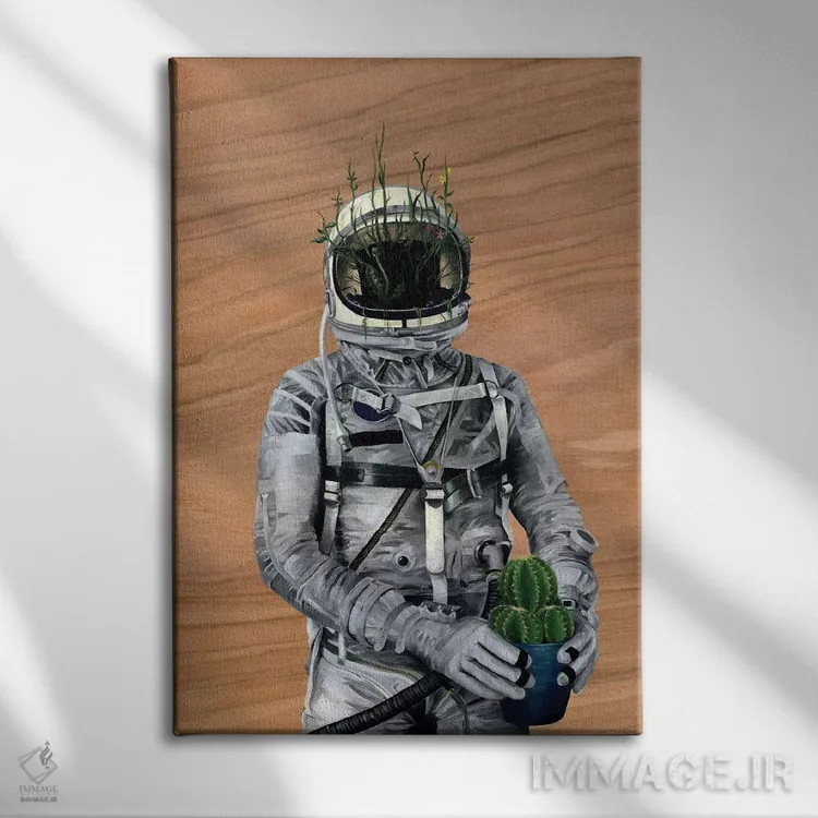 تابلو دکوراتیو فضانورد ۱ اثر فیموس ون دد - نمای روبهرو روی دیوار