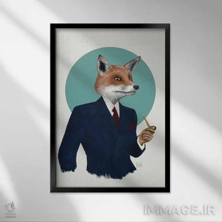 تابلو دکوراتیو آقای روباه اثر فیموس ون دد - نمای قابدار مشکی