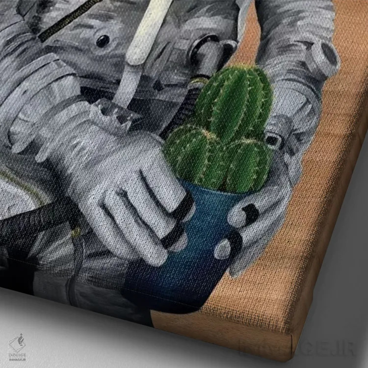 تابلو دکوراتیو فضانورد ۱ اثر فیموس ون دد - نمای نزدیک بافت بوم