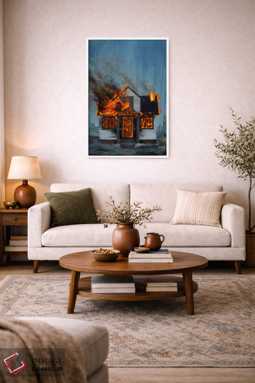 تابلو دکوراتیو خانه در آتش اثر فیموس ون دد - D2W
