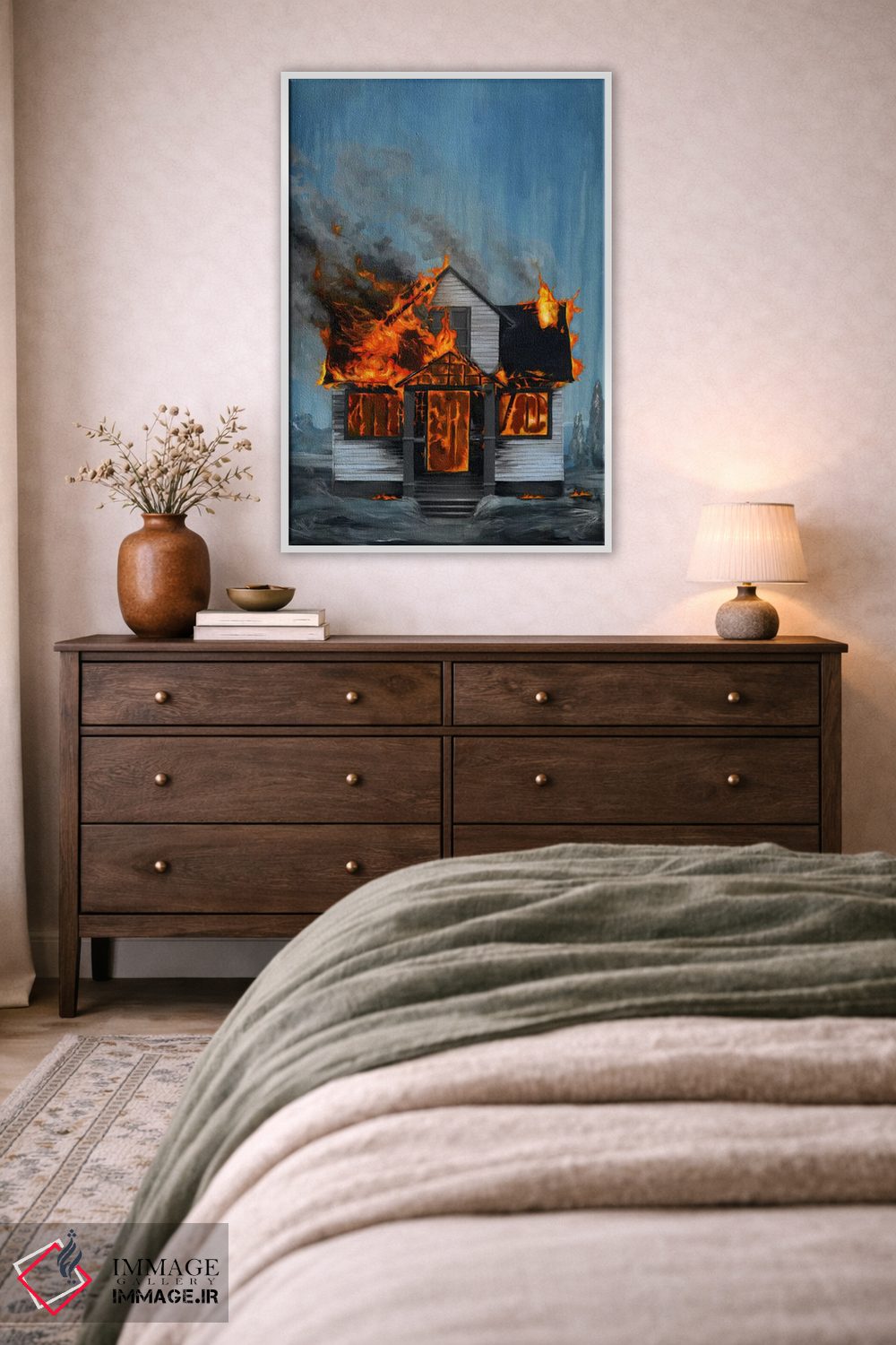 تابلو دکوراتیو خانه در آتش اثر فیموس ون دد - D3W