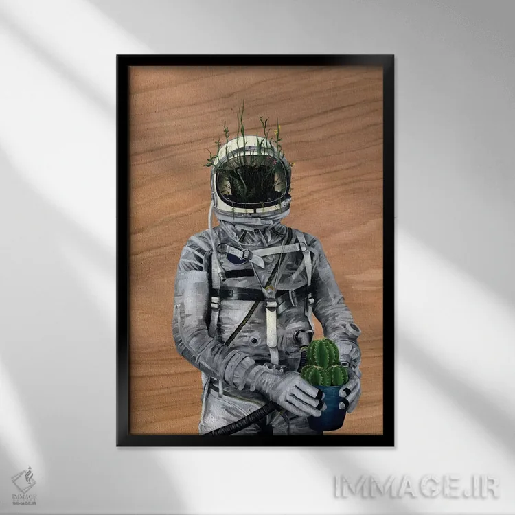 تابلو دکوراتیو فضانورد ۱ اثر فیموس ون دد - نمای قابدار مشکی