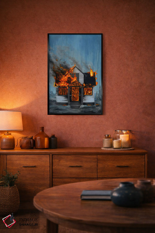 تابلو دکوراتیو خانه در آتش اثر فیموس ون دد - D5B
