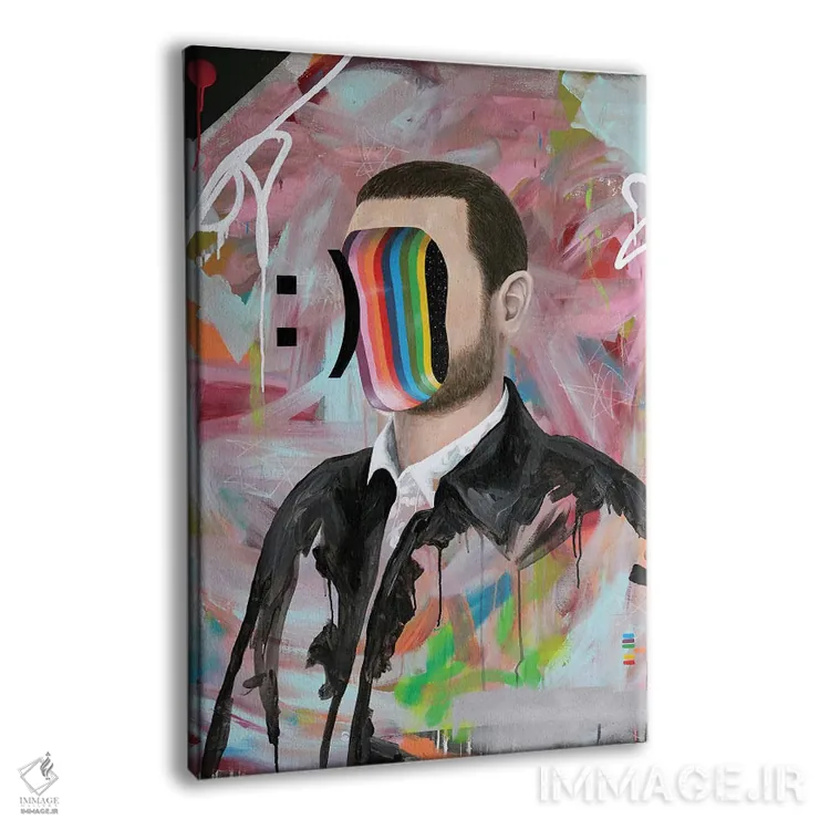 تابلو دکوراتیو صورت خندان اثر فیموس ون دد - نمای پرسپکتیو محصول