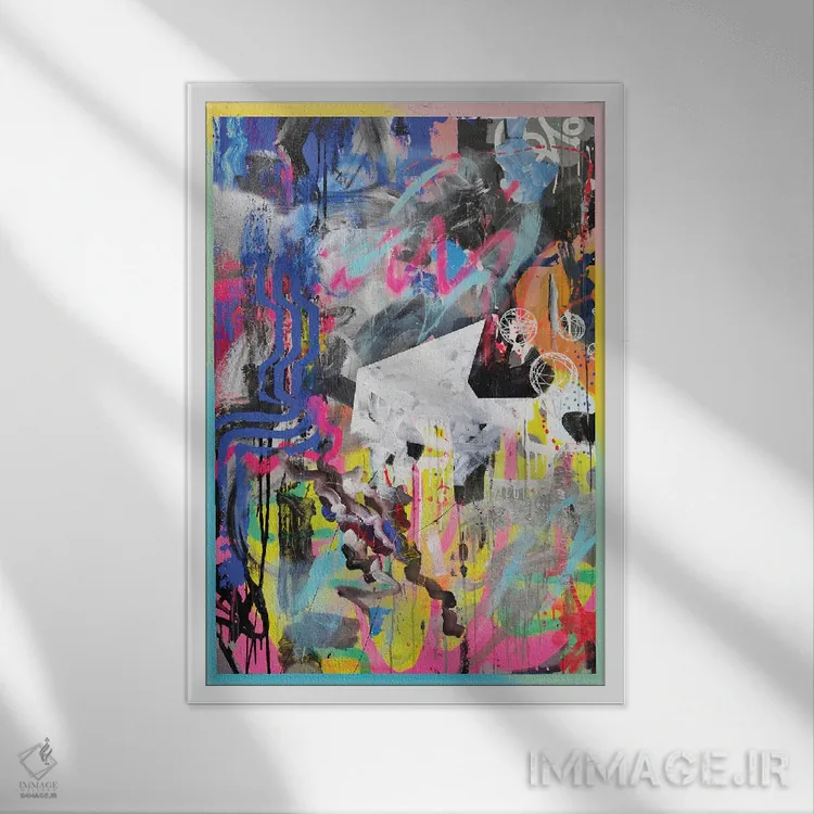 تابلو انتزاعی آبسترا اثر فیموس ون دد - نمای قابدار سفید