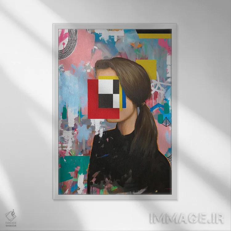 تابلو دکوراتیو دختر ۱ اثر فیموس ون دد - نمای قابدار سفید