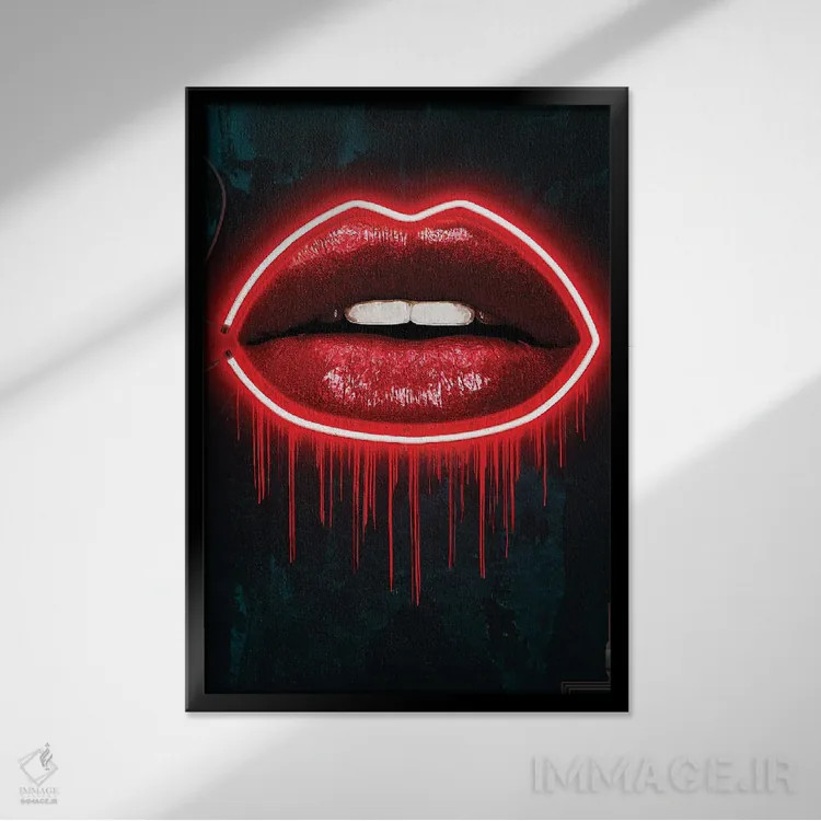 تابلو دکوراتیو لب های LV اثر فرانک آموروسو - نمای قابدار مشکی