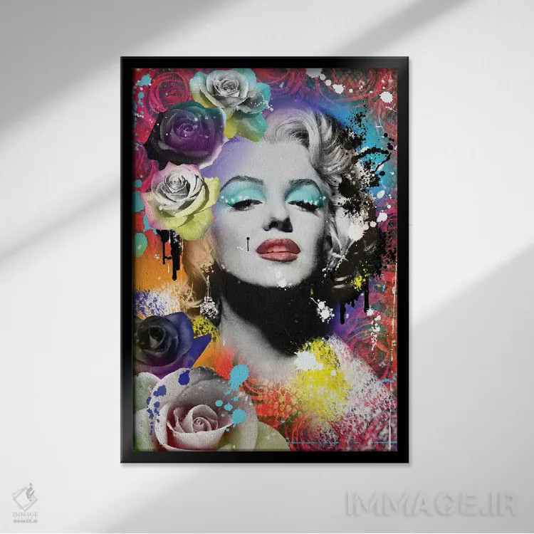 تابلو دکوراتیو مرلین مونرو اثر فرانک آموروسو - نمای قابدار مشکی