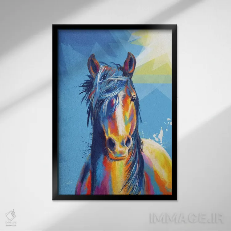 تابلو دکوراتیو زیبایی اسب اثر فلو آرت استودیو - نمای قابدار مشکی