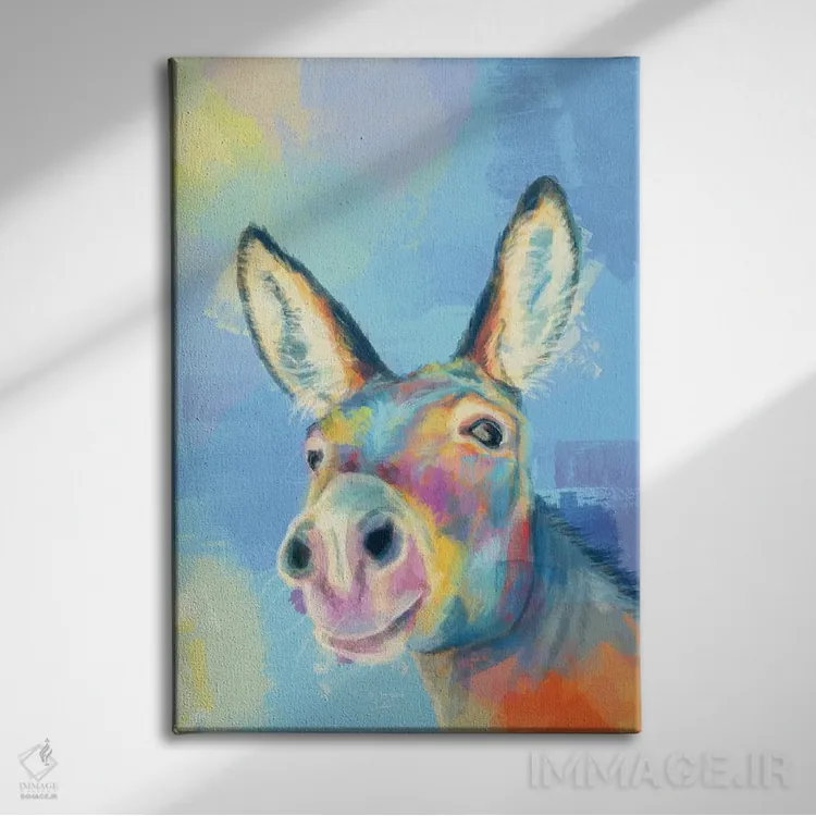 تابلو دکوراتیو الاغ بی خیال اثر فلو آرت استودیو - نمای روبهرو روی دیوار