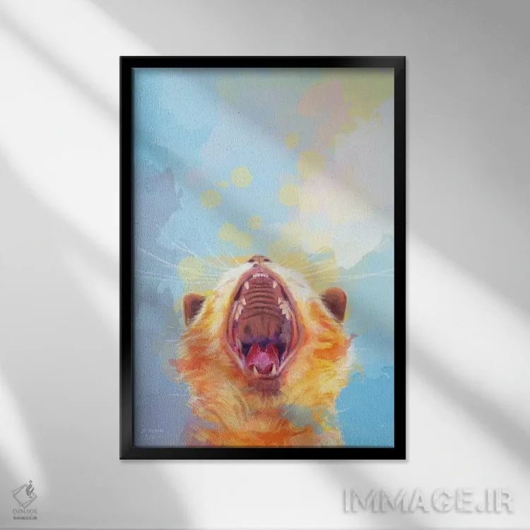 تابلو دکوراتیو بلند شو و بدرخش بچه گربه اثر فلو آرت استودیو - نمای قابدار مشکی