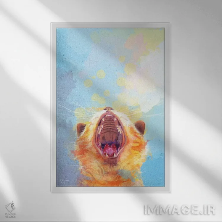 تابلو دکوراتیو بلند شو و بدرخش بچه گربه اثر فلو آرت استودیو - نمای قابدار سفید