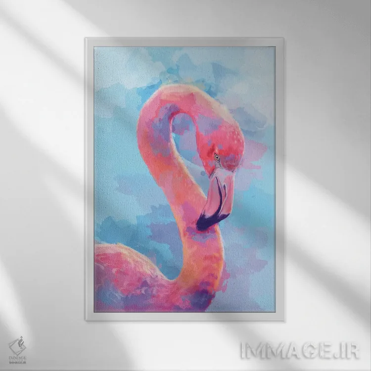 تابلو دکوراتیو رویای فلامینگو اثر فلو آرت استودیو - نمای قابدار سفید