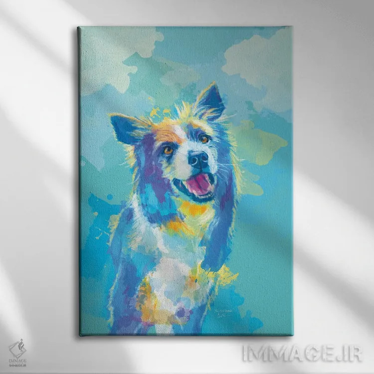 تابلو دکوراتیو پرتره بردر کولی اثر فلو آرت استودیو - نمای روبهرو روی دیوار