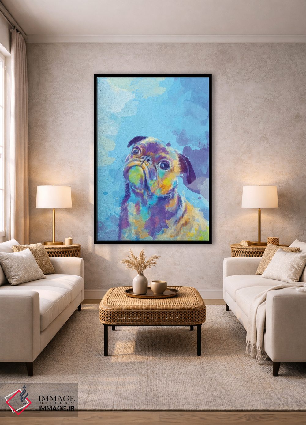 تابلو دکوراتیو پاگ دوست داشتنی اثر فلو آرت استودیو - D1B